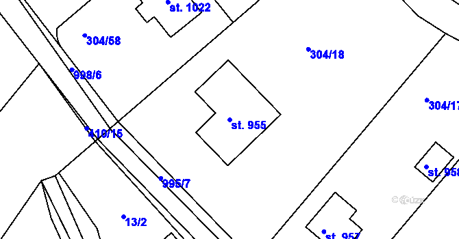 Parcela st. 955 v KÚ Sendražice u Kolína, Katastrální mapa