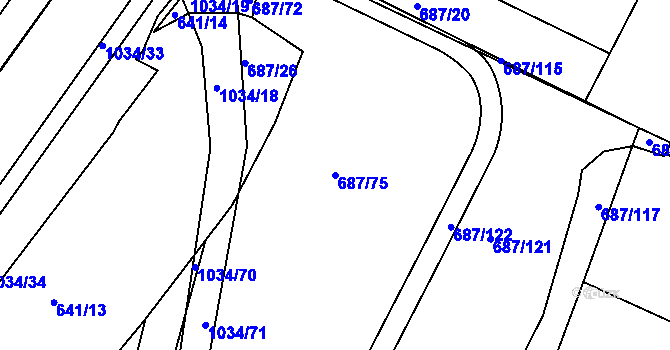 Parcela st. 687/75 v KÚ Sendražice u Kolína, Katastrální mapa