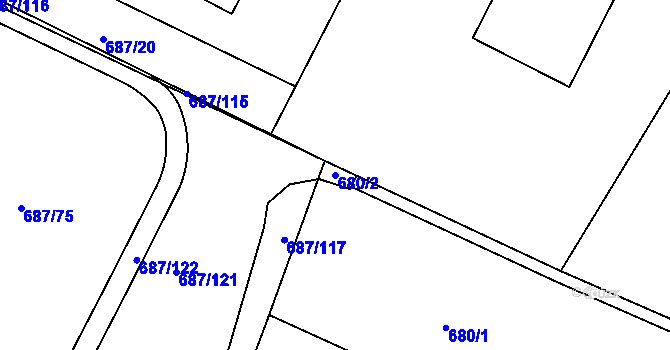 Parcela st. 680/2 v KÚ Sendražice u Kolína, Katastrální mapa