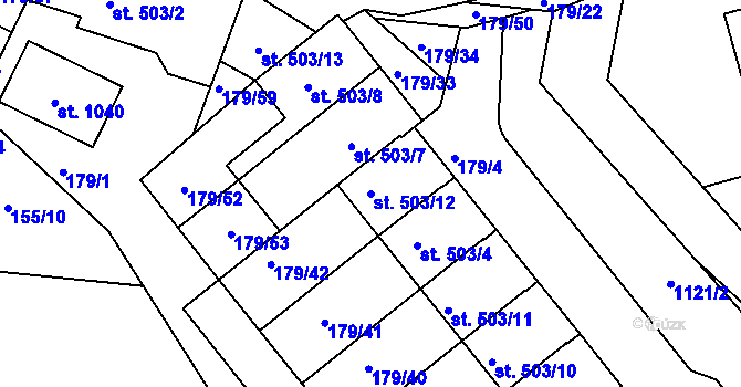 Parcela st. 503/12 v KÚ Sendražice u Kolína, Katastrální mapa
