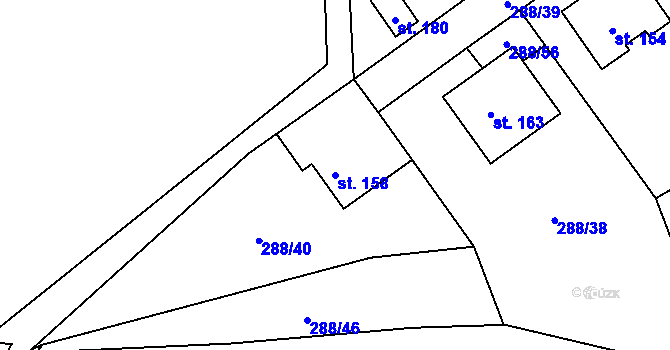 Parcela st. 158 v KÚ Sendražice u Smiřic, Katastrální mapa