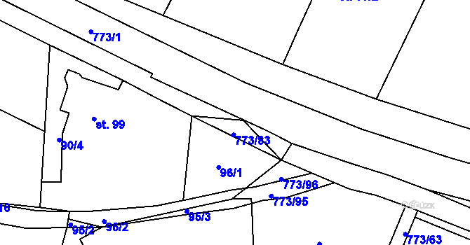 Parcela st. 773/80 v KÚ Sendražice u Smiřic, Katastrální mapa