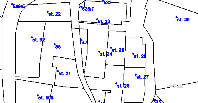 Parcela st. 24 v KÚ Senec u Rakovníka, Katastrální mapa