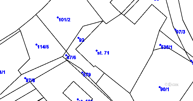 Parcela st. 71 v KÚ Senec u Rakovníka, Katastrální mapa