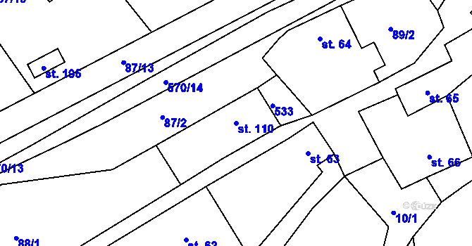 Parcela st. 110 v KÚ Senec u Rakovníka, Katastrální mapa