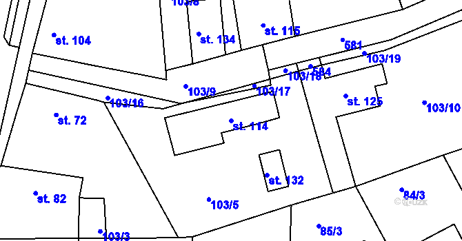 Parcela st. 114 v KÚ Senec u Rakovníka, Katastrální mapa