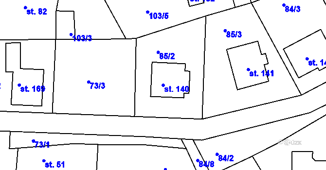Parcela st. 140 v KÚ Senec u Rakovníka, Katastrální mapa