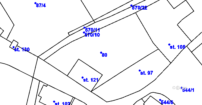 Parcela st. 80 v KÚ Senec u Rakovníka, Katastrální mapa