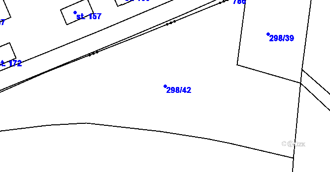 Parcela st. 298/42 v KÚ Senec u Rakovníka, Katastrální mapa