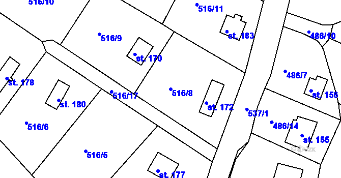 Parcela st. 516/8 v KÚ Senec u Rakovníka, Katastrální mapa