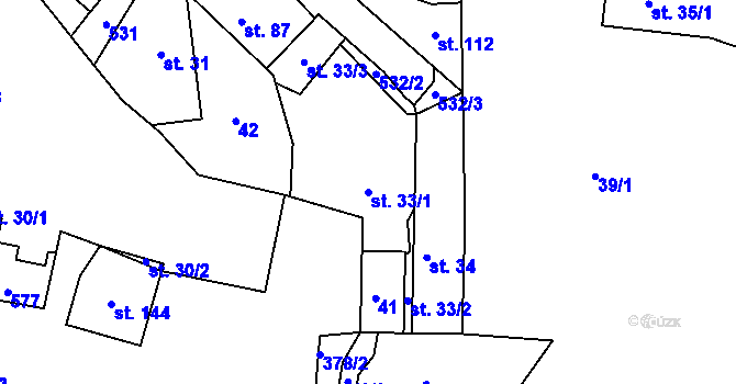 Parcela st. 33/1 v KÚ Senec u Rakovníka, Katastrální mapa