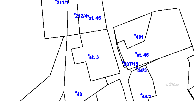 Parcela st. 3 v KÚ Senešnice, Katastrální mapa