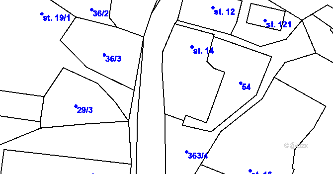 Parcela st. 14 v KÚ Senešnice, Katastrální mapa