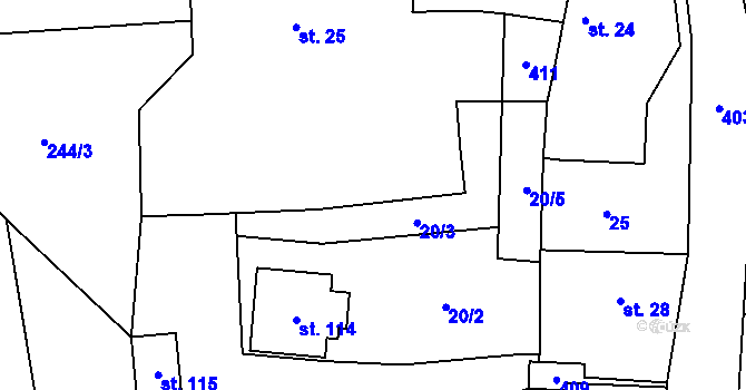 Parcela st. 25 v KÚ Senešnice, Katastrální mapa