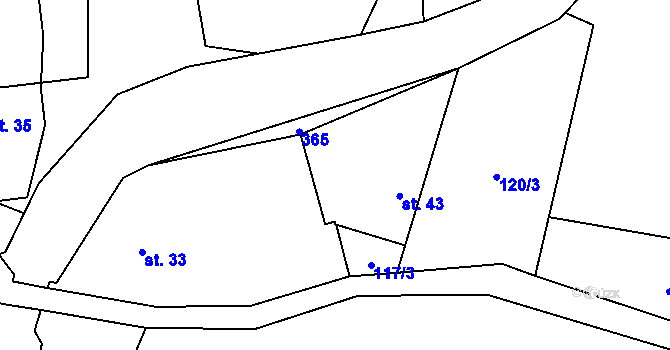 Parcela st. 43 v KÚ Senešnice, Katastrální mapa