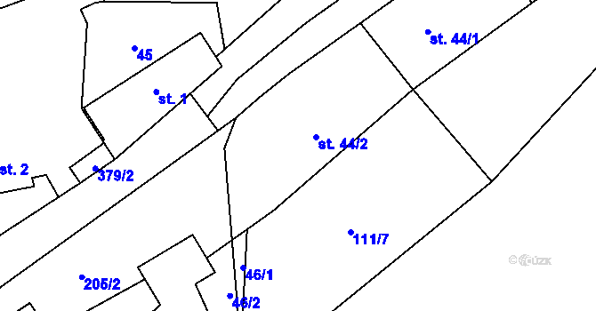 Parcela st. 44/2 v KÚ Senešnice, Katastrální mapa