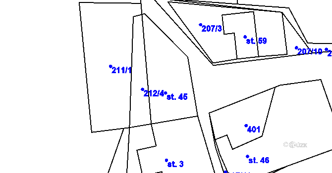 Parcela st. 45 v KÚ Senešnice, Katastrální mapa