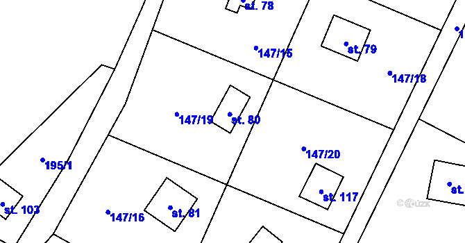 Parcela st. 80 v KÚ Senešnice, Katastrální mapa