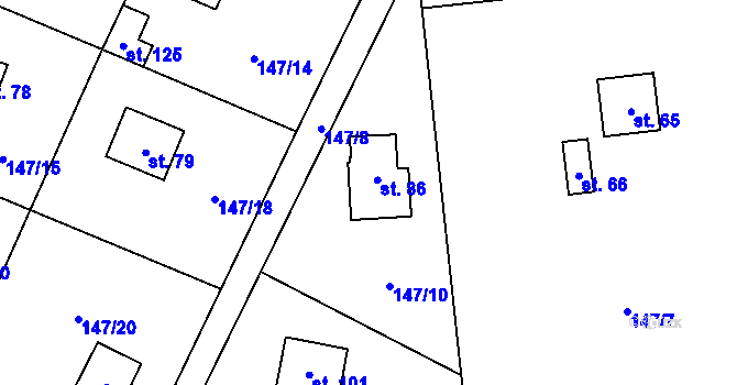 Parcela st. 86 v KÚ Senešnice, Katastrální mapa