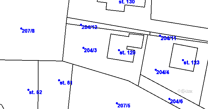 Parcela st. 120 v KÚ Senešnice, Katastrální mapa