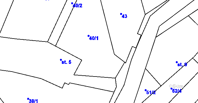Parcela st. 40/1 v KÚ Senešnice, Katastrální mapa