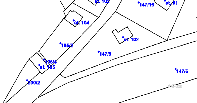 Parcela st. 147/9 v KÚ Senešnice, Katastrální mapa