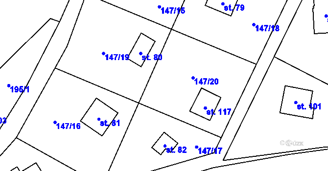 Parcela st. 147/20 v KÚ Senešnice, Katastrální mapa