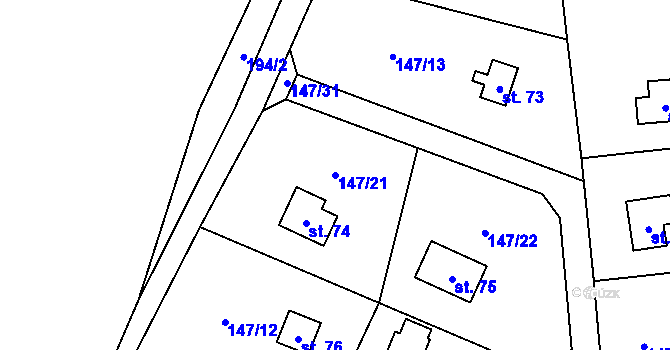 Parcela st. 147/21 v KÚ Senešnice, Katastrální mapa