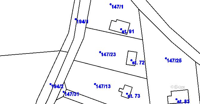Parcela st. 147/23 v KÚ Senešnice, Katastrální mapa