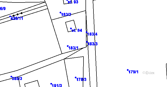 Parcela st. 183/3 v KÚ Senešnice, Katastrální mapa