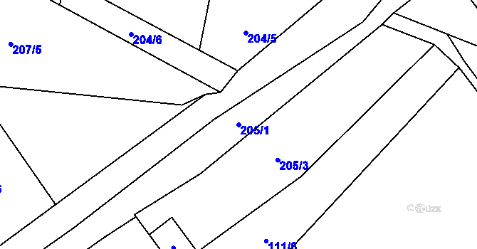 Parcela st. 205/1 v KÚ Senešnice, Katastrální mapa