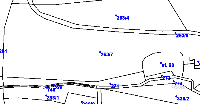 Parcela st. 263/7 v KÚ Senešnice, Katastrální mapa