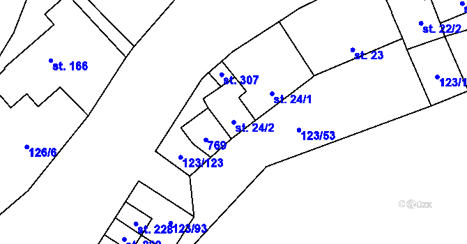Parcela st. 24/2 v KÚ Senetářov, Katastrální mapa
