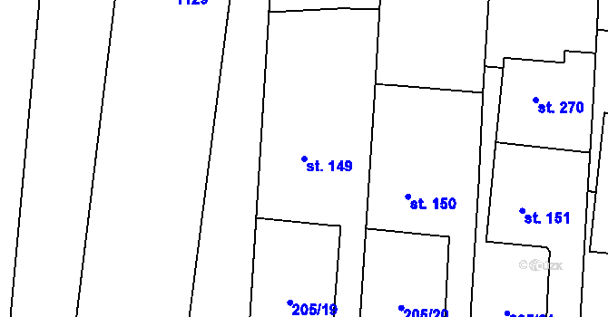 Parcela st. 149 v KÚ Senetářov, Katastrální mapa