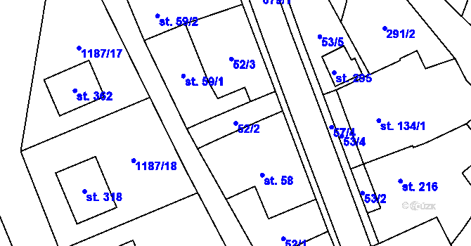 Parcela st. 52/2 v KÚ Senetářov, Katastrální mapa