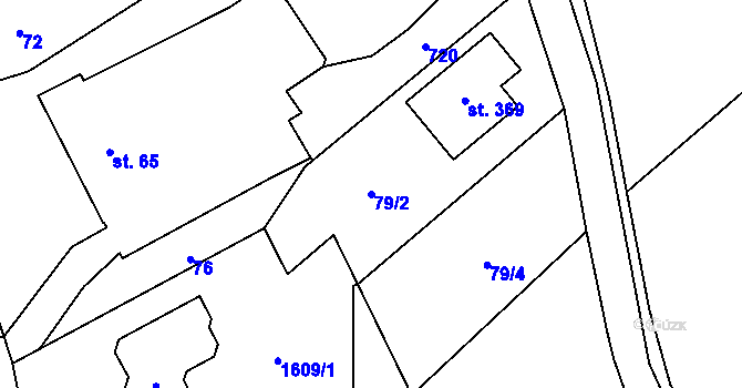 Parcela st. 79/2 v KÚ Senetářov, Katastrální mapa