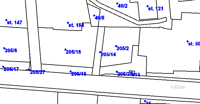 Parcela st. 205/14 v KÚ Senetářov, Katastrální mapa