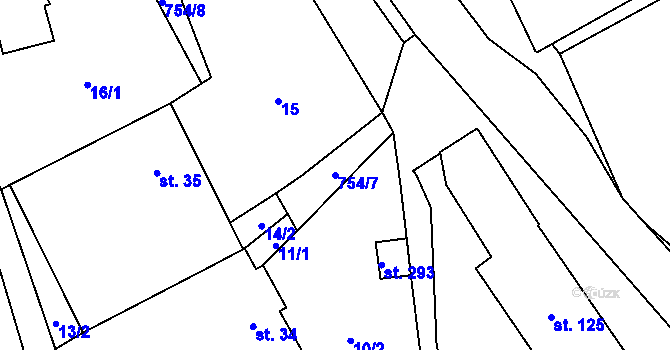 Parcela st. 754/7 v KÚ Senetářov, Katastrální mapa