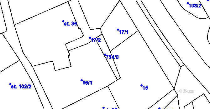 Parcela st. 754/8 v KÚ Senetářov, Katastrální mapa