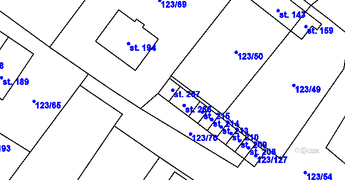 Parcela st. 267 v KÚ Senetářov, Katastrální mapa