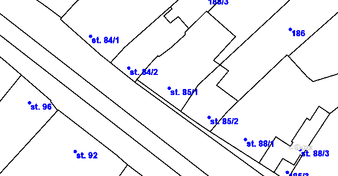 Parcela st. 85/1 v KÚ Senice na Hané, Katastrální mapa