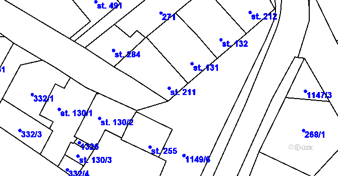 Parcela st. 211 v KÚ Senice na Hané, Katastrální mapa