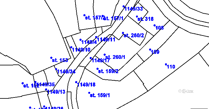 Parcela st. 260/1 v KÚ Senice na Hané, Katastrální mapa