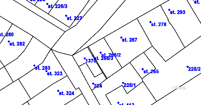 Parcela st. 266/2 v KÚ Senice na Hané, Katastrální mapa
