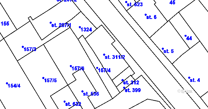 Parcela st. 311/2 v KÚ Senice na Hané, Katastrální mapa