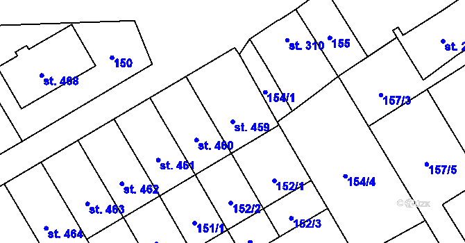 Parcela st. 459 v KÚ Senice na Hané, Katastrální mapa