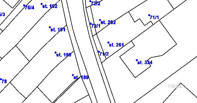 Parcela st. 71/2 v KÚ Senice na Hané, Katastrální mapa