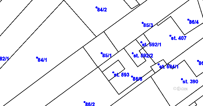 Parcela st. 85/1 v KÚ Senice na Hané, Katastrální mapa
