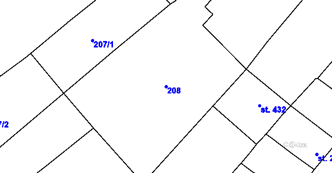 Parcela st. 208 v KÚ Senice na Hané, Katastrální mapa