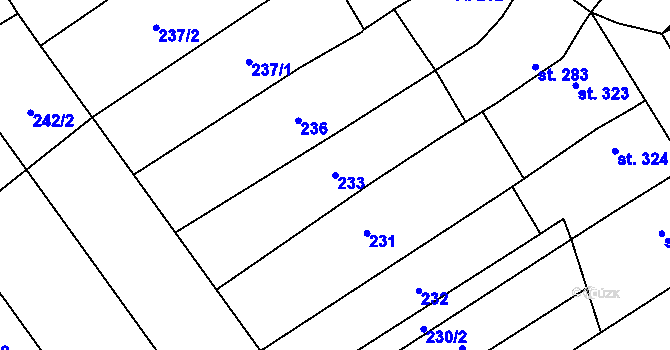 Parcela st. 233 v KÚ Senice na Hané, Katastrální mapa